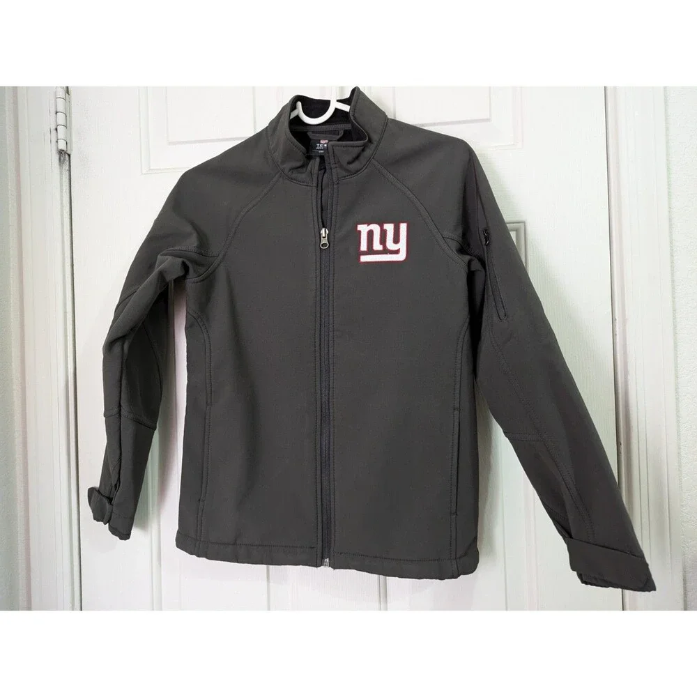 NFL Team Apparel New York Giants Full Zip Jacket Youth Small 8 Fleece Gray
